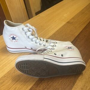 White Converse wedge high tops size 7.5 womens